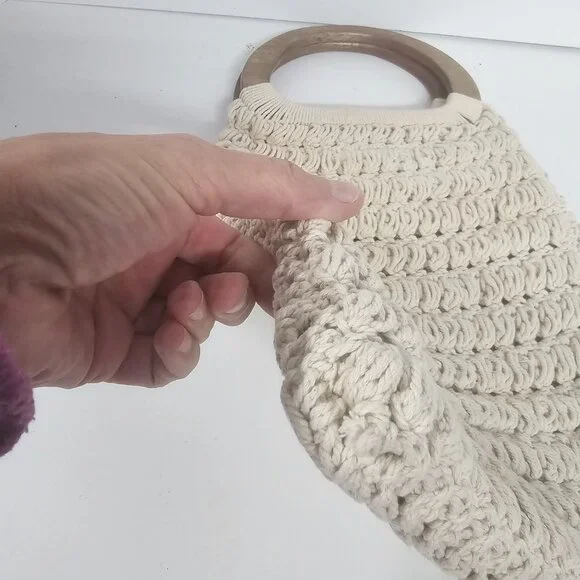 Universal Thread Bag Cream Crochet Boho Hippie Festival - Picture 6 of 12